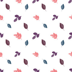 Pastel Floral and Leaf Seamless Pattern