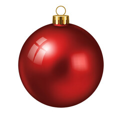 Isolated Shiny Red Christmas Ornament with Golden Cap on Transparent Background Photo
