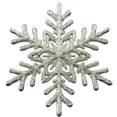 Isolated Silver Snowflake Illustration on Transparent Black Background