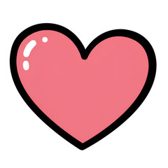 Isolated Pink Heart Symbol Illustration with Glossy Effect on Transparent Background