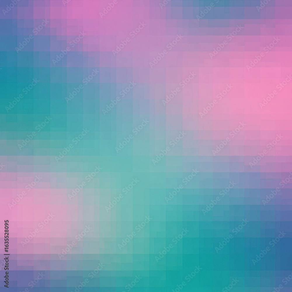 Poster gradient pixelated harmony: a blend of teal and pink tones in abstract form