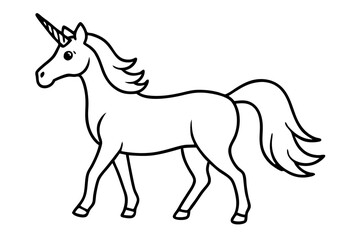 unicorn horse vector illustration, unicorn  coloring book page