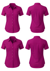 Isolated View of a Magenta Short-Sleeved Shirt on a Transparent Background