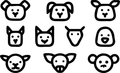set of funny animals