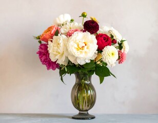 Fototapeta premium A bouquet of vibrant flowers in a vase