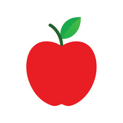 Red apple watercolor illustration on white background for healthy food or education design