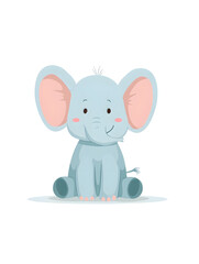 Fototapeta premium Adorable Gray Cartoon Baby Elephant Illustration - Cute Animal Character