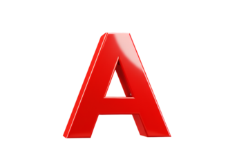Isolated Red 3D Letter A with Glossy Finish on Black Background Illustration
