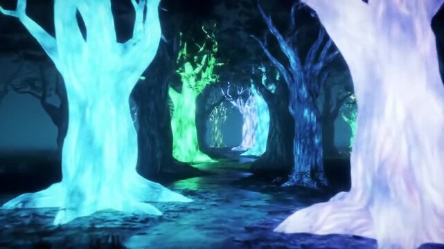 AI Dream Forest With Shifting Colors