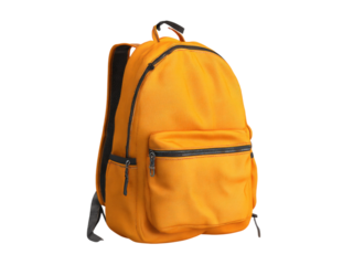Stylish orange backpack isolated on black background, Isolated On White Background, Png Transparent