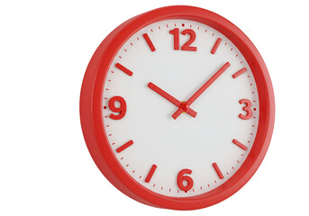 Isolated Red Wall Clock 3D Rendered on a Black Background Illustration
