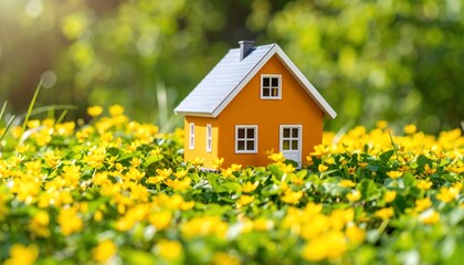 Dream House Amidst Blooming Meadows: A Symbol of New Beginnings and Serene Living