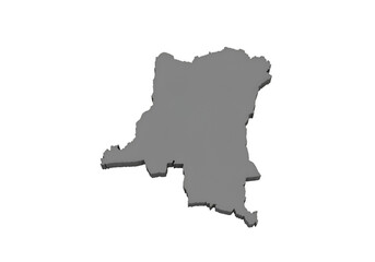 Isometric Grey Congo Map on Black Isolated Background Illustration