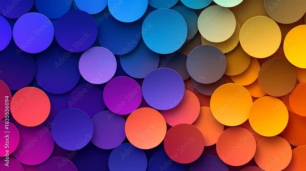 Poster abstract composition of overlapping colorful circles in a vivid spectrum with geometric precision an