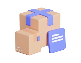 3D illustration of packages and document