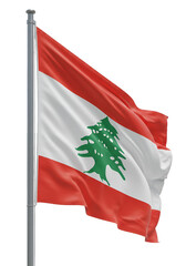 Lebanon Flag Waving Against Transparent Background Isolated Render Photo