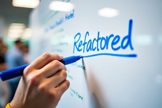 Refactored: Developer Writing on Whiteboard