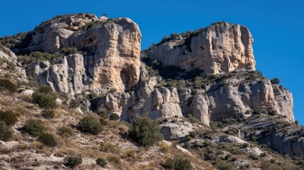 Mountain scenery with rocky outcrops