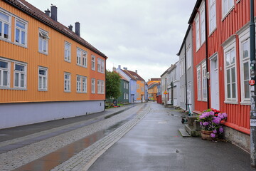 Traditional colorful houses in Trondheim, Norway