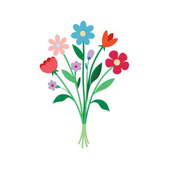 Obraz premium Wildflower bouquet watercolor design on white background for rustic floral or wedding themes