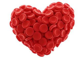 Isolated Red Blood Cell Heart Shape Illustration On Transparent Background
