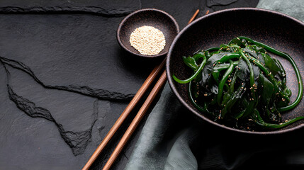 Simple Japanese Dish of Spinach Salad (Gomae) with Chopsticks