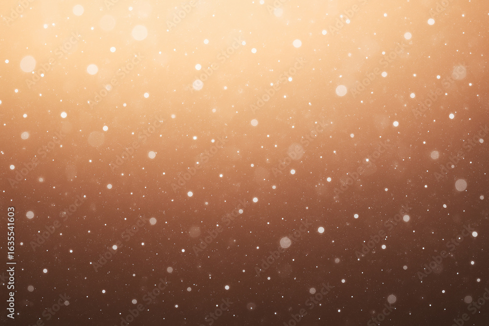 Poster soft light creates bokeh effect with floating particles in a warm-toned environment during twilight 