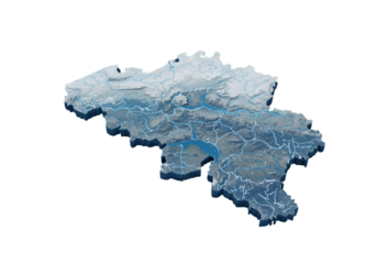 Isometric 3D Illustration of Belgium Map on a Black Background