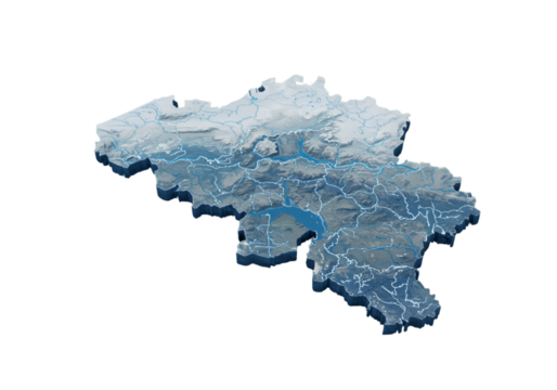 Isometric 3D Illustration of Belgium Map on a Black Background