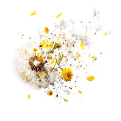 Exploding Dandelion Flower, Spring, Studio, Herbal Background, Tea