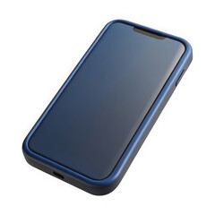 Blue Smartphone with Dark Screen on Black Background isolated on a transparent background