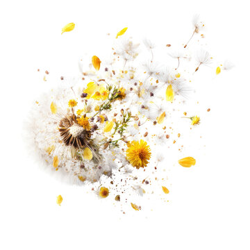Exploding Dandelion Flower, Spring, Studio, Herbal Background, Tea