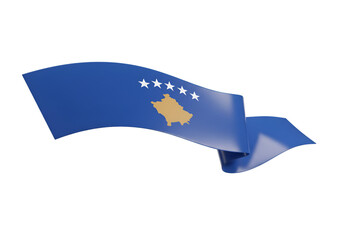 Kosovo Flag Waving Isolated On A Black Background Illustrative 3D Rendered Image