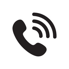 Black Telephone Icon Incoming Call Symbol