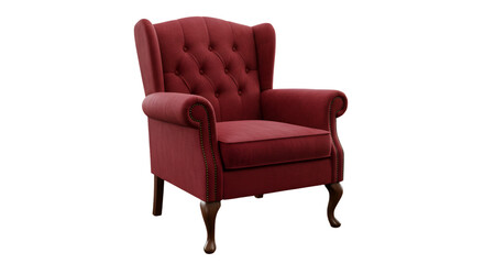 Isolated Red Wingback Armchair Isolated On Transparent Background Photo