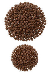 Isolated Roasted Coffee Beans Arranged in Circles on Transparent Background