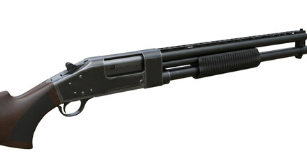 Isolated Shotgun Firearm Weapon on Transparent Background Close Up Steel Design