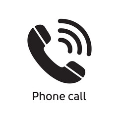 Minimalist Phone and Call Symbol Black Silhouette