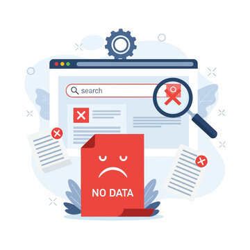 Vector art of no data error on website search page isolated on white background