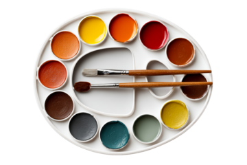 Vibrant paints and brushes for creativity