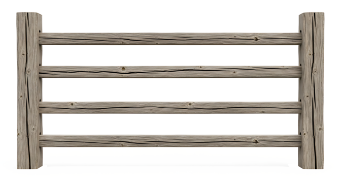 Old weathered wooden fence with rusted metal compasses on a white background