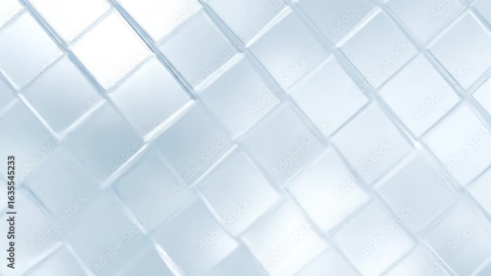 Poster abstract geometric white and light blue square tile pattern design in three dimensions on a gray bac