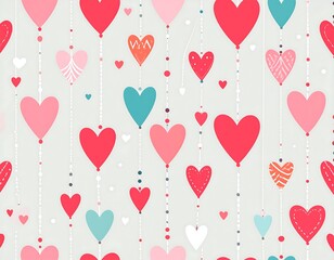 Cute hearts hanging on strings