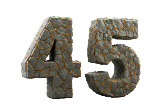 Isolated Stone Number Forty Five On Transparent Background Illustration