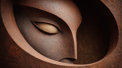 Rusty brown face sculpture detail