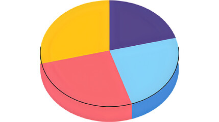3D render of colorful pie chart, isolated background