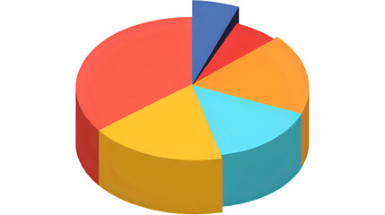 3D render of colorful pie chart, isolated background