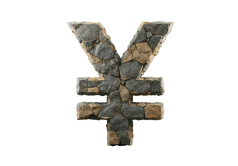Isolated Stone Yen Symbol On Black Background Illustration