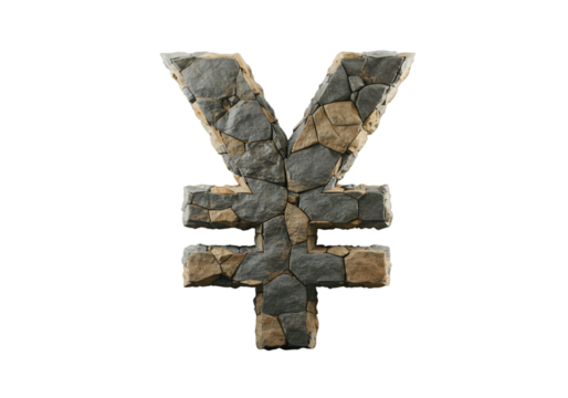 Isolated Stone Yen Symbol On Black Background Illustration