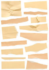 Isolated Torn Paper Pieces Abstract Composition on Black Background